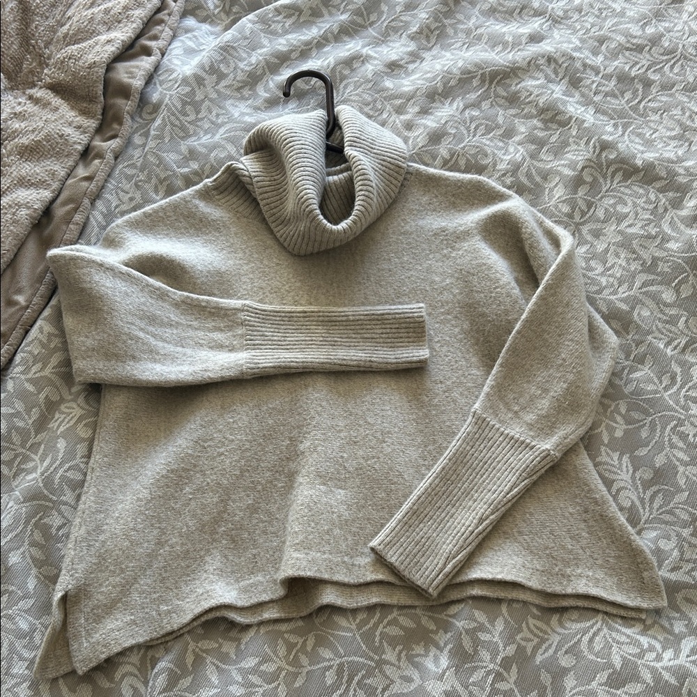 Cozy Creamy-taupe Turtleneck Sweater 70% wool, 15% Yak and 15% Alpaca.